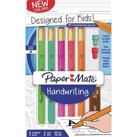 PAPER MATE Mechanical Pencils for Handwriting, Triangular, 5/PK, AST PK PAP2017483